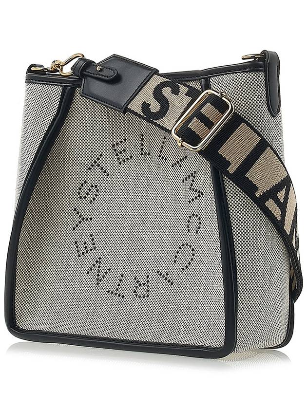 Logo Cotton Canvas Shoulder Bag Black - STELLA MCCARTNEY - BALAAN.