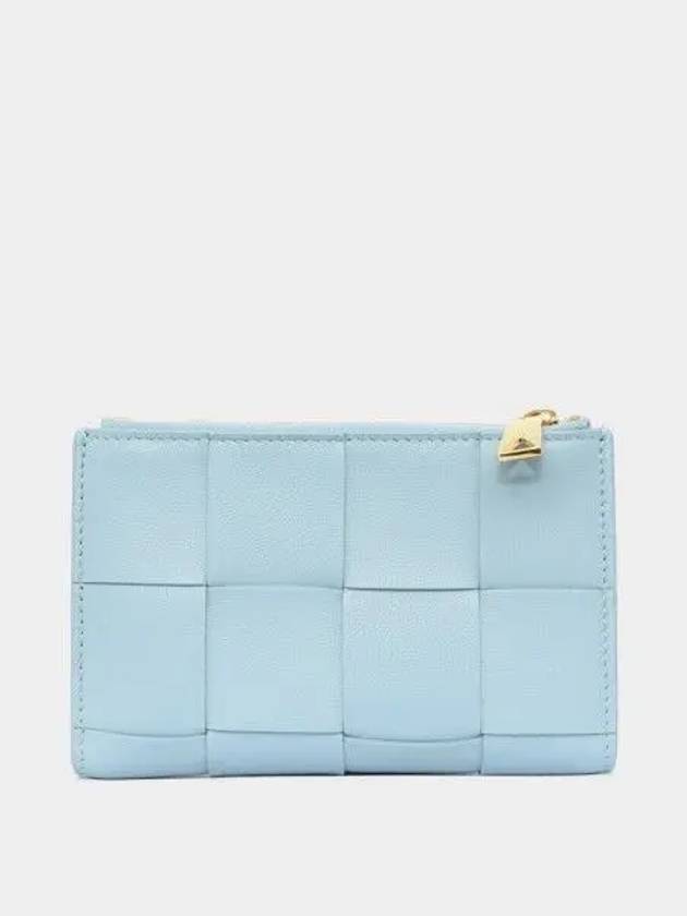 Intrecciato Flap Zipper Medium Half Wallet Light Blue - BOTTEGA VENETA - BALAAN 2