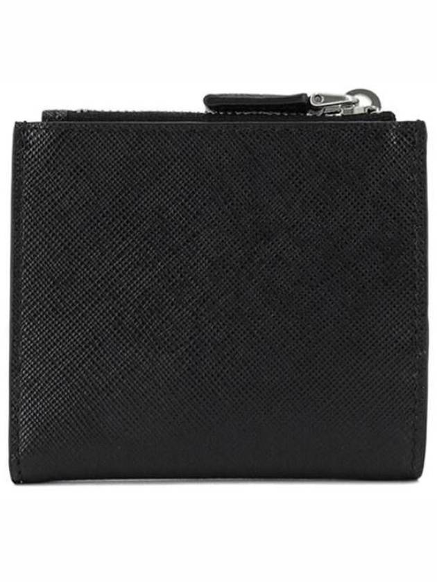 Triangle Logo Saffiano Half Wallet Black - PRADA - BALAAN 3