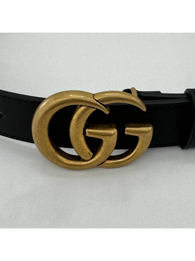 Men's GG Marmont Double G Buckle Gold Hardware Leather Belt Black - GUCCI - BALAAN 4