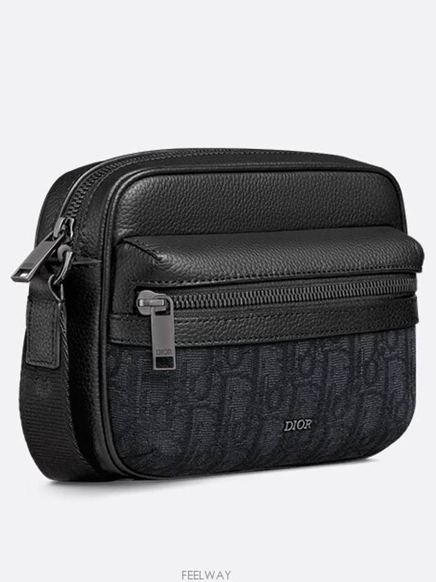 Mini Rider 2 0 Zipper Messenger Bag Black Oblique Jacquard and Grained Calfskin 2ESWS034YKS H03E - DIOR - BALAAN 3