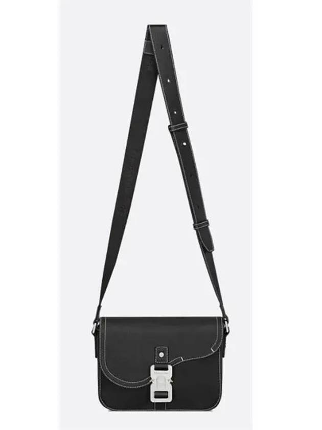 Saddle Mini Strap Grained Calfskin Messenger Bag Black - DIOR - BALAAN 4