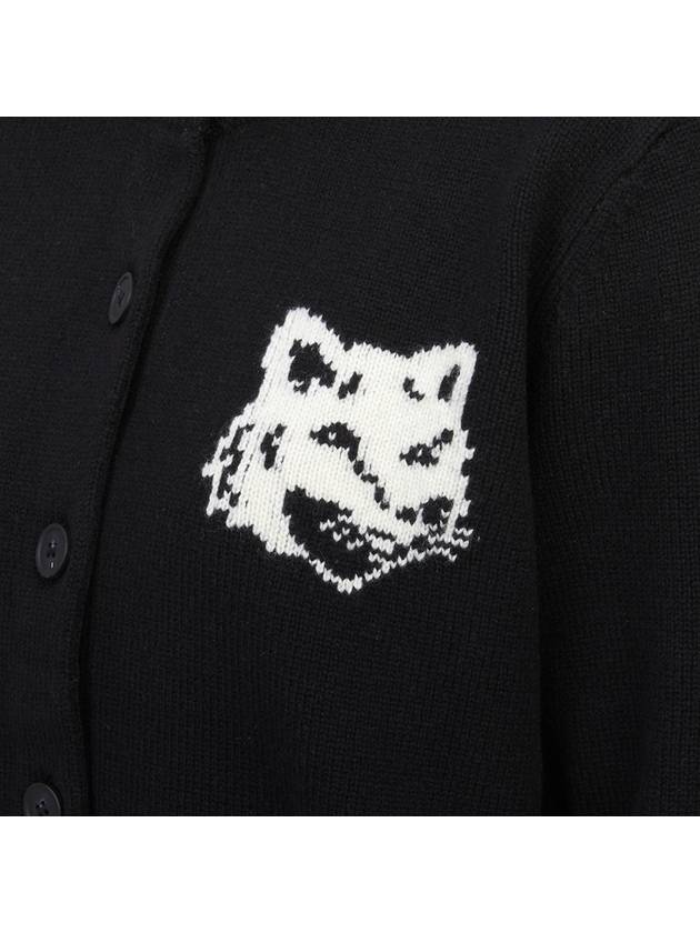 Fox Head Intarsia High Neck Cardigan Black - MAISON KITSUNE - BALAAN 8