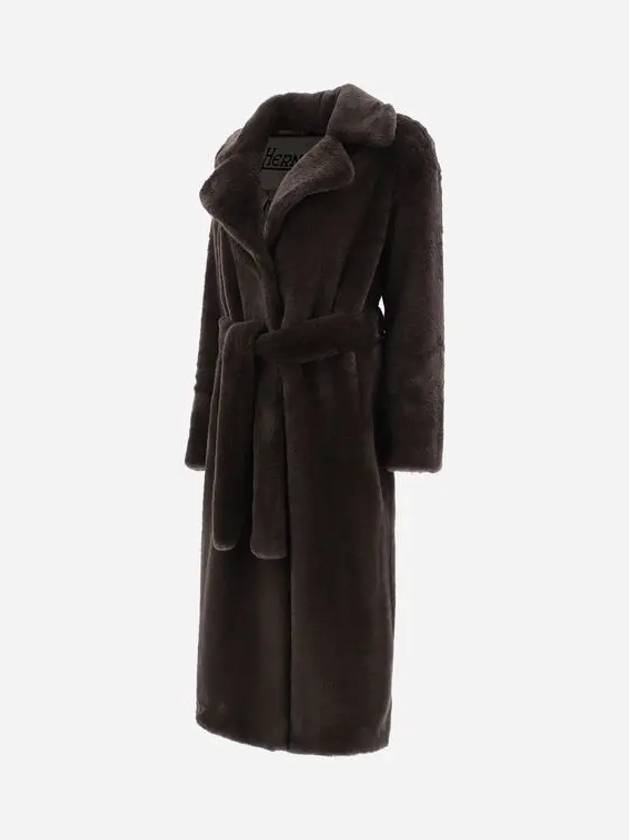 belt fur coat brown - HERNO - BALAAN 5
