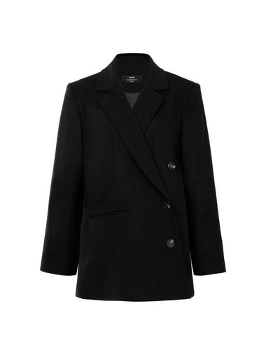 Colin Taylor Collar Double Button Wrap Jacket Black - RAMUSTUDIO - BALAAN 1