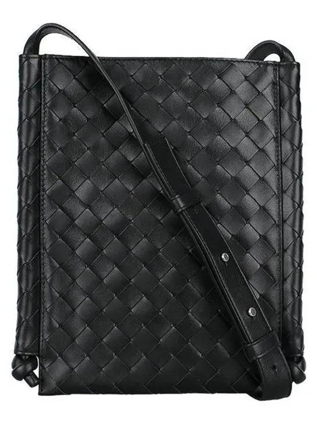 Intrecciato Flat Loop Small Cross Bag Black - BOTTEGA VENETA - BALAAN 2