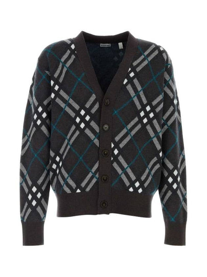 Check V-Neck Wool Mohair Blend Cardigan Snug - BURBERRY - BALAAN 2