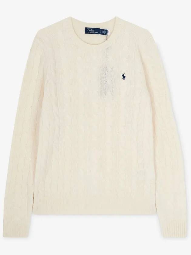 Embroidered Logo Pony Cable Knit Top Cream - POLO RALPH LAUREN - BALAAN 3