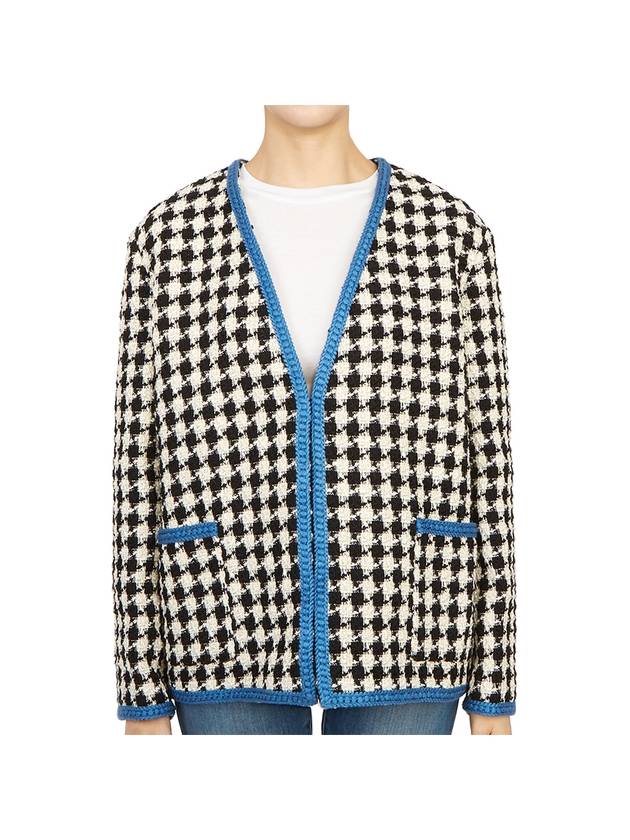 Women's Gingham Tweed Jacket Ivory Blue - GUCCI - BALAAN 2