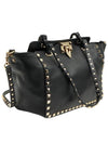 Black Calfskin Gold Plated Small Rockstud Shopper 2WAY - VALENTINO - BALAAN 3