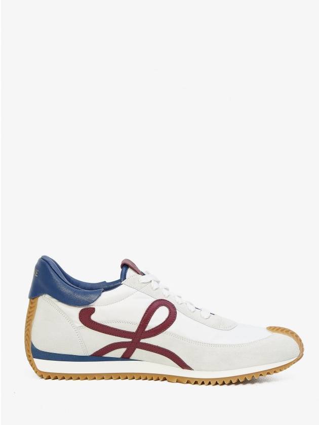 Flow Runner Nylon Suede Low Top Sneakers White Denim Raspberry - LOEWE - BALAAN 4