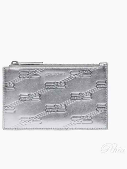 Embossed Monogram Card Wallet Silver - BALENCIAGA - BALAAN 2