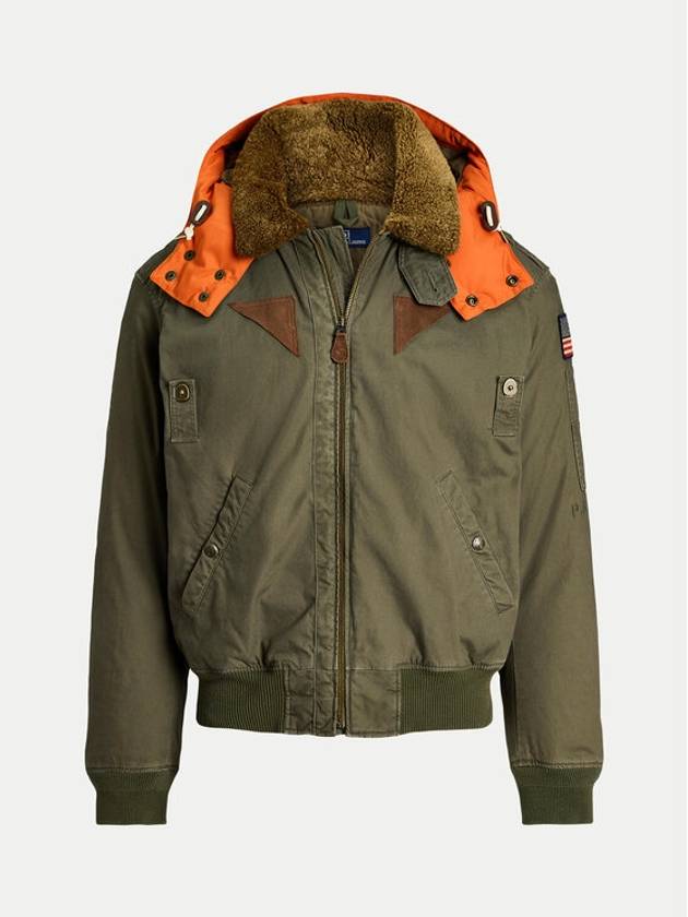 Contrast Hooded Bomber Jacket Green - POLO RALPH LAUREN - BALAAN 2