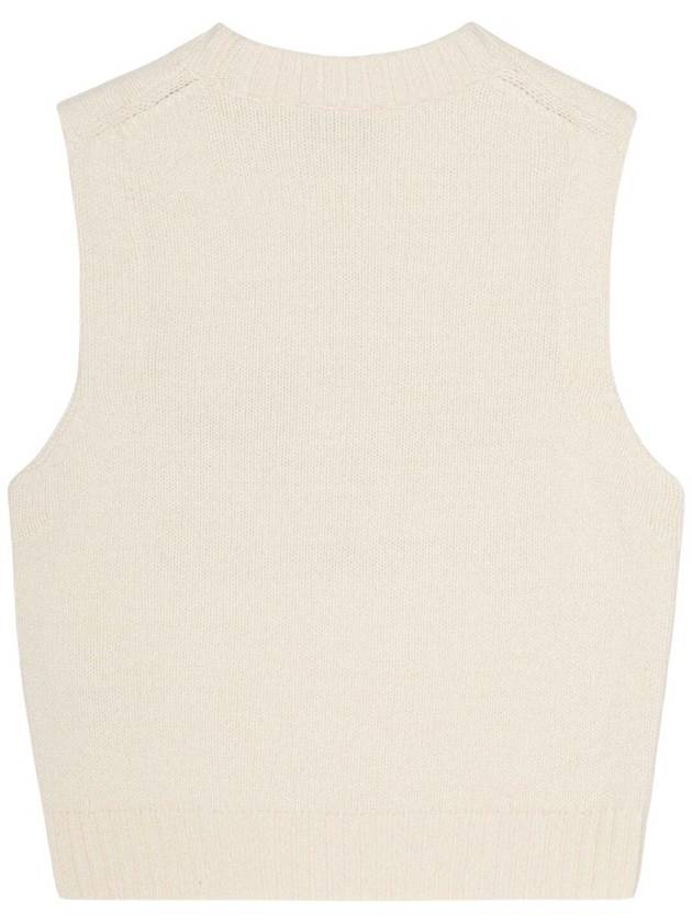 Graphic Wool Mix Vest Knit Top Egret - GANNI - BALAAN 3