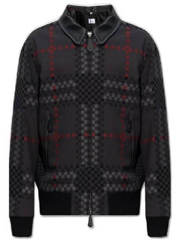 Burberry Men's Dark Thunder Grey Soho Stanmore Pixel-Check Bomber Jacket, Brand Size 50 (US Size 40) - BURBERRY - BALAAN 1