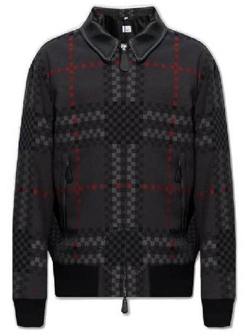 Burberry Men's Dark Thunder Grey Soho Stanmore Pixel-Check Bomber Jacket, Brand Size 50 (US Size 40) - BURBERRY - BALAAN 1