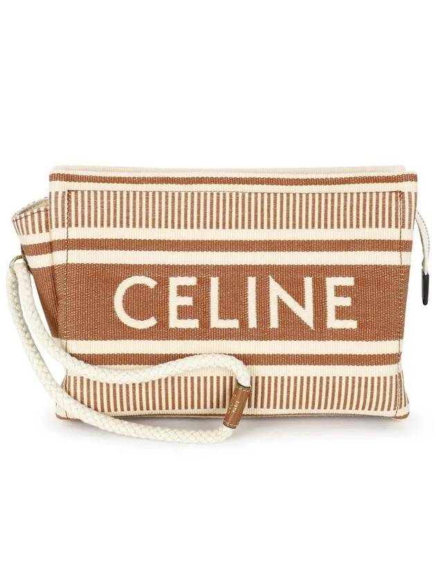 Striped Textile Thais Pouch Sienna - CELINE - BALAAN 3