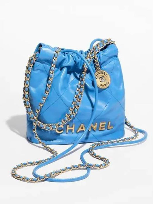 22 Mini handbag two bag shiny calfskin blue gold AS3980 B08037 NU900 - CHANEL - BALAAN 2