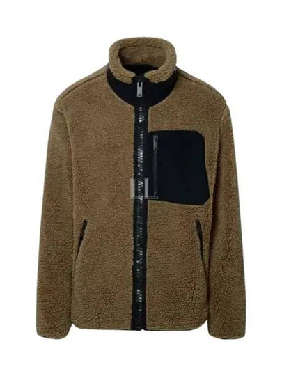 Men's Sagrek Shearling Fleece Zip-Up Jacket Brown - MOOSE KNUCKLES - BALAAN 2