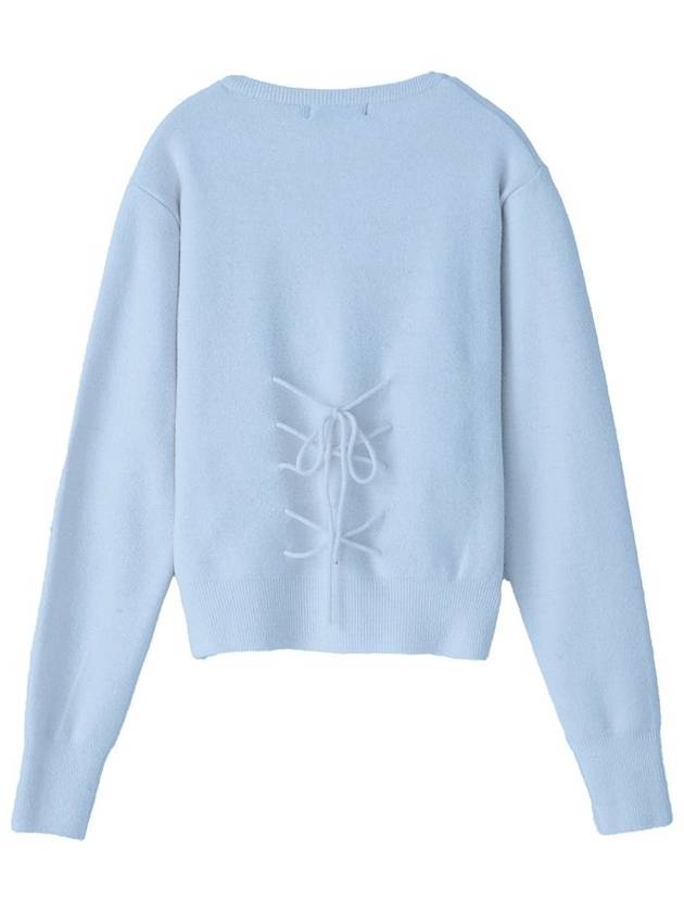 Back lace up cardigan sky blue - MSKN2ND - BALAAN 3