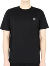 Logo Patch Cotton Short Sleeve T-Shirt Black - STONE ISLAND - BALAAN 3