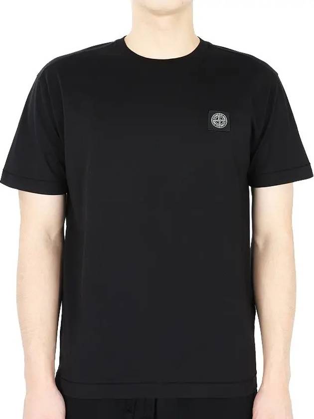 Logo Patch Cotton Short Sleeve T-Shirt Black - STONE ISLAND - BALAAN 2