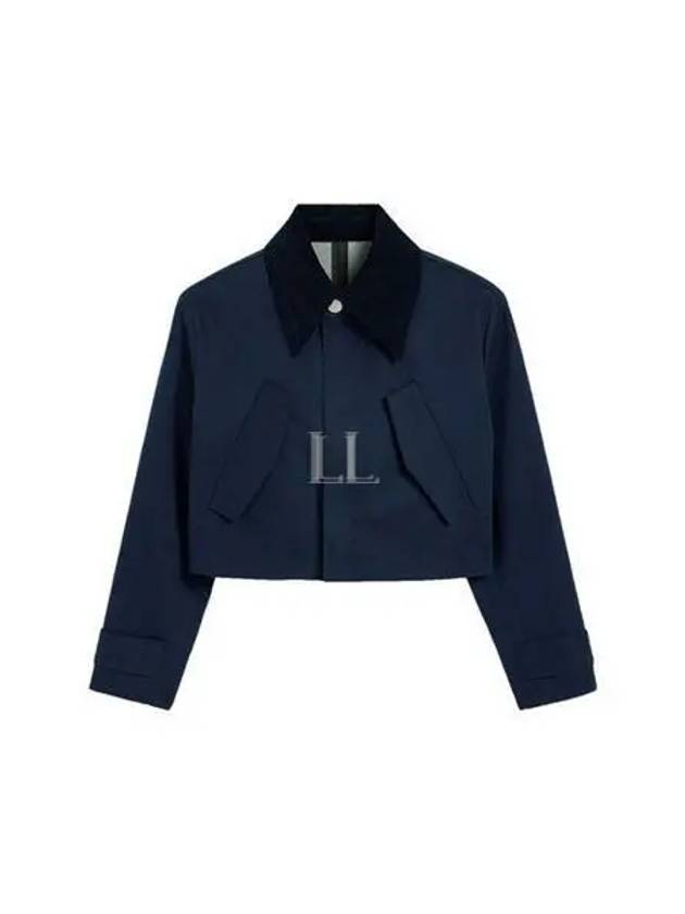 Flap Pocket Cropped Jacket Navy - AMI - BALAAN 2