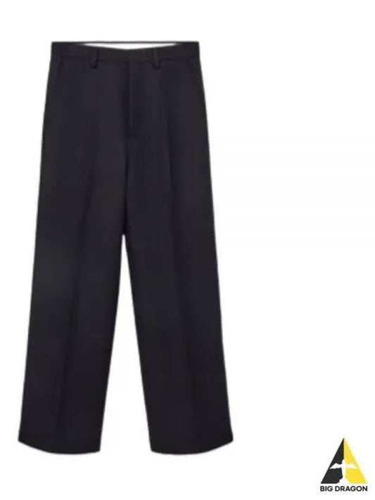 Gabardine Wool Loose Fit Wide Pants Black - AMI - BALAAN 2