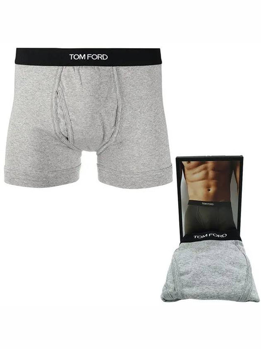 Logo Band Cotton Boxer Briefs Gray - TOM FORD - BALAAN 2