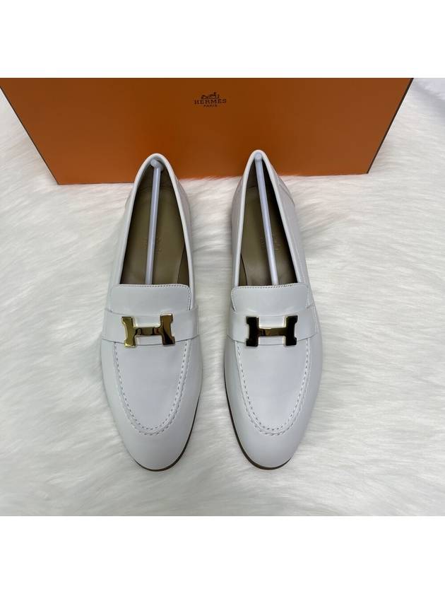 gold logo Paris loafers Blanc - HERMES - BALAAN 4