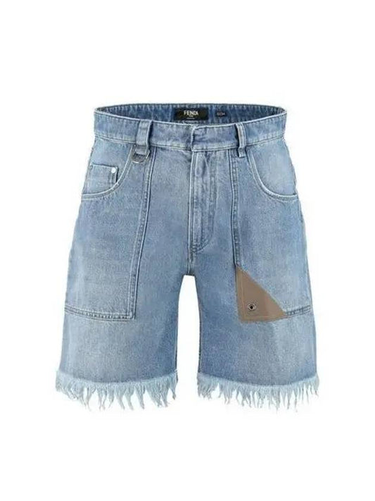 Fringe Denim Shorts Blue - FENDI - BALAAN 2