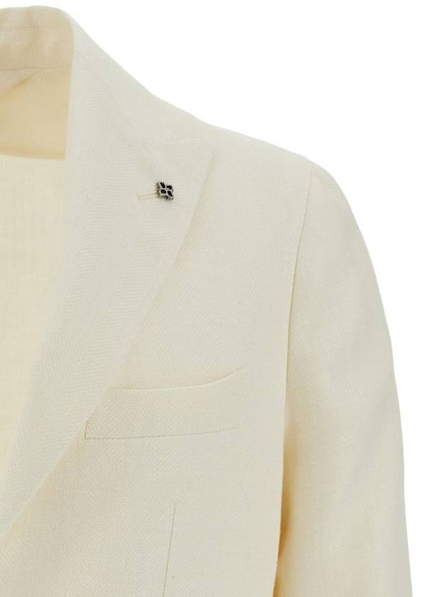 White Single-Breasted Blazer In Wool Blend Man - TAGLIATORE - BALAAN 3