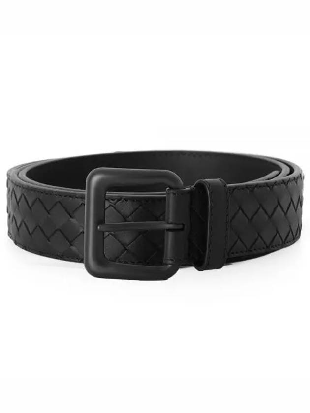 Men's Intrecciato Leather Belt Black - BOTTEGA VENETA - BALAAN 2