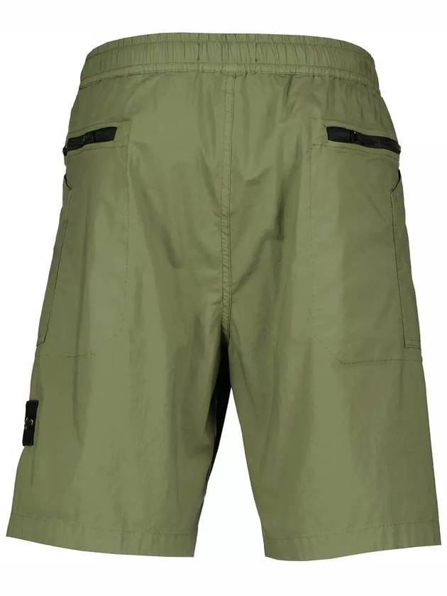 Men's Tela Waffen Patch Shorts Olive Khaki - STONE ISLAND - BALAAN 4