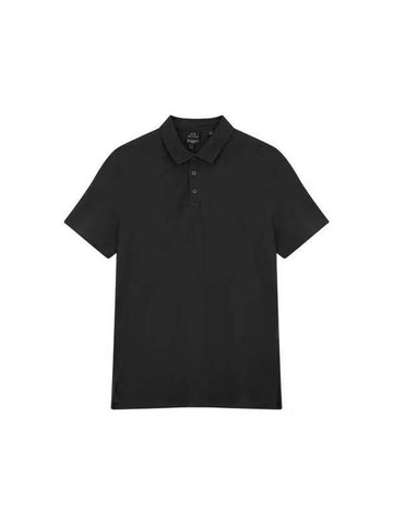 Men s Embossed Logo Pique Polo Shirt Black 270085 - ARMANI EXCHANGE - BALAAN 1