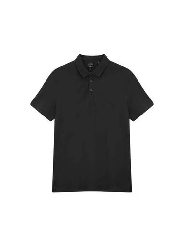 Men s Embossed Logo Pique Polo Shirt Black 270085 - ARMANI EXCHANGE - BALAAN 1