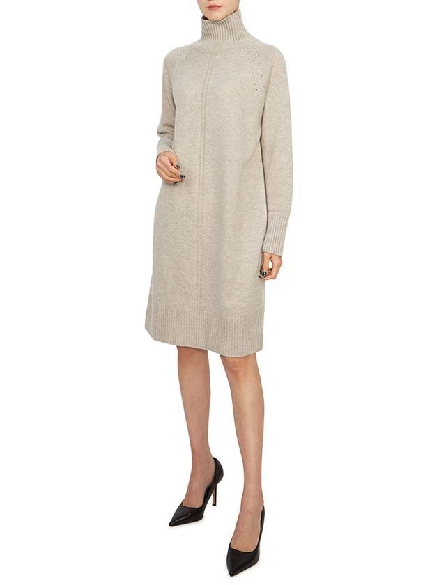 Zerbino Turtleneck Collar Short Dress Beige - MAX MARA - BALAAN 5