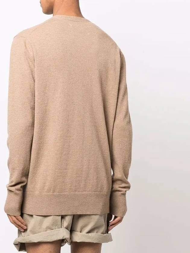 Signature Stitch V-neck Wool Cardigan Beige - MAISON MARGIELA - BALAAN 5