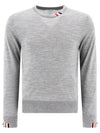 Intarsia Stitch Crew Neck Merino Wool Knit Top Light Grey - THOM BROWNE - BALAAN 1