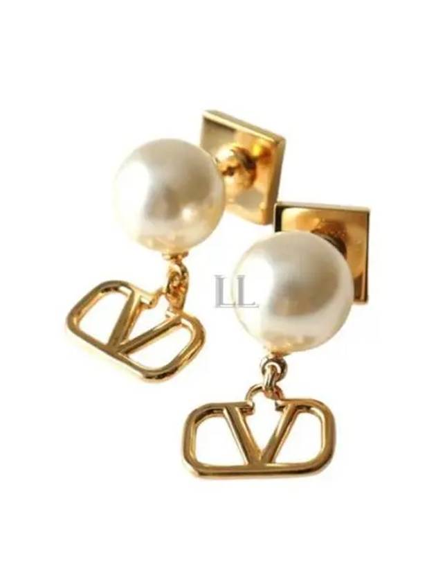 V Logo Signature Drop Earrings Gold - VALENTINO - BALAAN 2