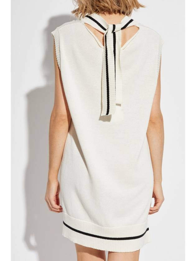 MM6 Maison Margiela Knit Dress With Logo, Women's, Cream - MAISON MARGIELA - BALAAN 4