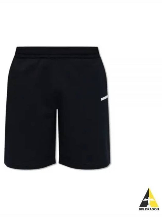 Logo Print Cotton Track Shorts Black - BURBERRY - BALAAN 2