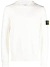 Men's Wappen Patch Crew Neck Cotton Knit Top Off White - STONE ISLAND - BALAAN 3