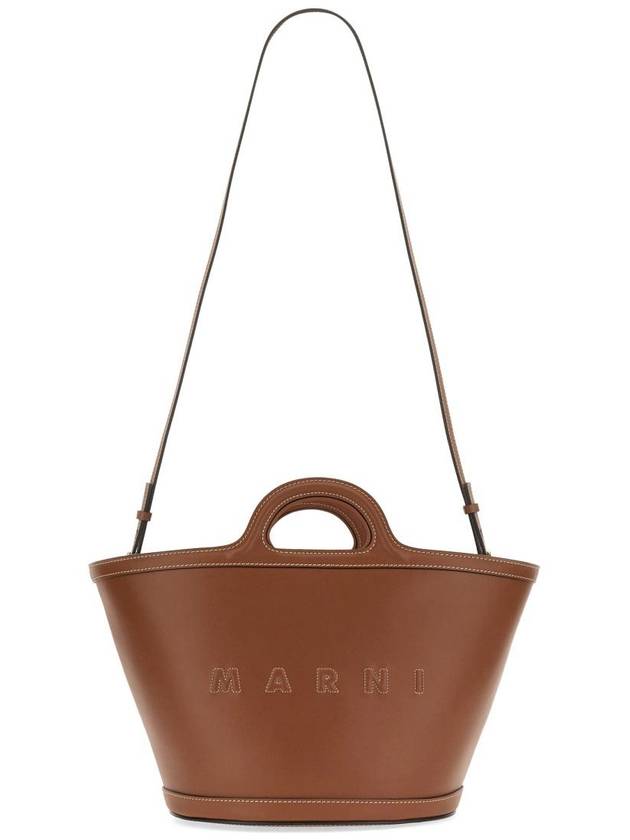 Tropicalia Small Leather Tote Bag Brown - MARNI - BALAAN 4