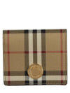 Check Small Leather Half Wallet Beige - BURBERRY - BALAAN 2