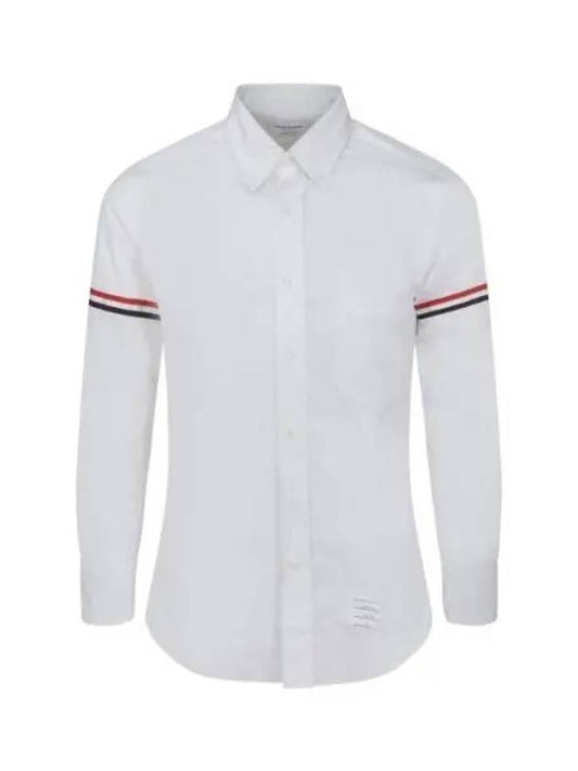 Men's Poplin Grosgrain Armband Classic Long Sleeve Shirt White - THOM BROWNE - BALAAN 2