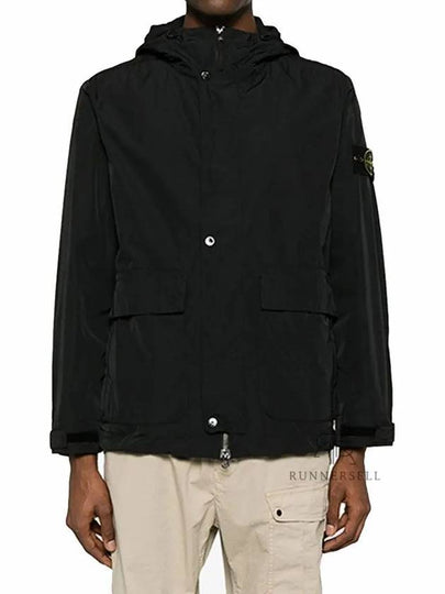 Logo Patch Hooded Jacket Black - STONE ISLAND - BALAAN 2