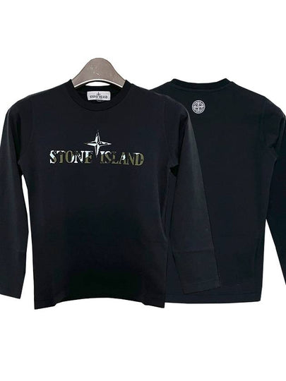 Kids Logo Long Sleeve T-Shirt Black - STONE ISLAND - BALAAN 2