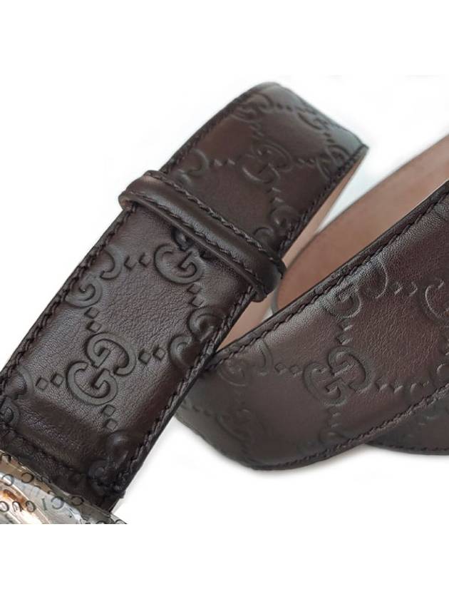 Signature G Buckle Seama Leather Belt Brown - GUCCI - BALAAN.