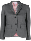 Women's Twill Slim Fit Single Breasted Wool Jacket Mid Grey - THOM BROWNE - BALAAN 2